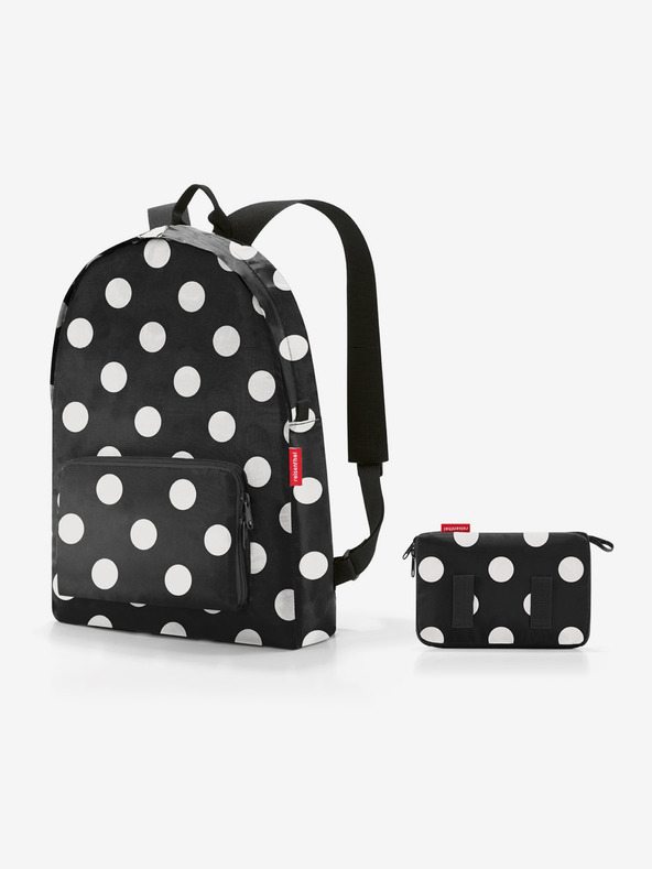 Reisenthel Mini Maxi Rucksack Dots White Hátizsák Fekete akciós termékkép 1