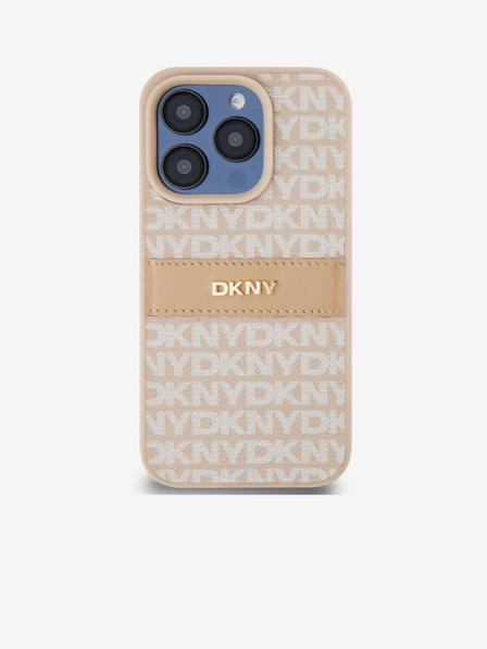 DKNY PU bőr Repeat Pattern tonális csíkos hátlapi borító iPhone 15 Pro rózsaszínű DKNY DKNY