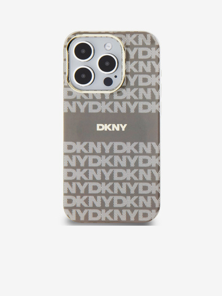 DKNY PC/TPU ismétlődő mintás tonális csíkos Magsafe hátlap iPhone 15 Pro bézs DKNY