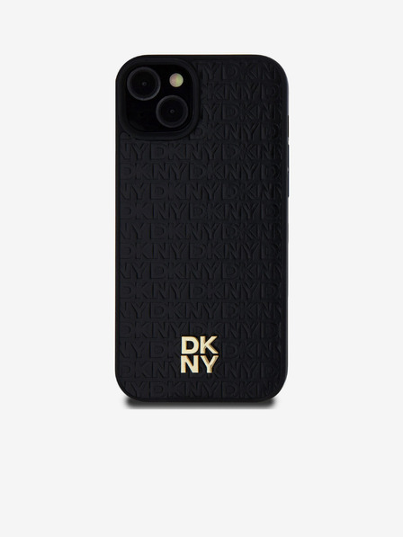 DKNY PU bőr Ismétlődő mintás Stack Logo Magsafe hátlap iPhone 15 Plus fekete DKNY DKNY