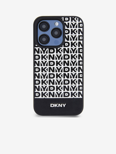 DKNY PU bőr Ismétlődő mintás alsó csíkos MagSafe hátlap iPhone 14 Pro fekete DKNY Fekete DKNY