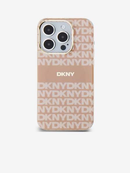 DKNY PC/TPU ismétlődő mintás tonális csíkos Magsafe hátlap iPhone 15 Pro rózsaszín DKNY
