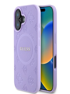 Guess Saffiano Peony Stamp MagSafe Phone 16 Purple Telefontok