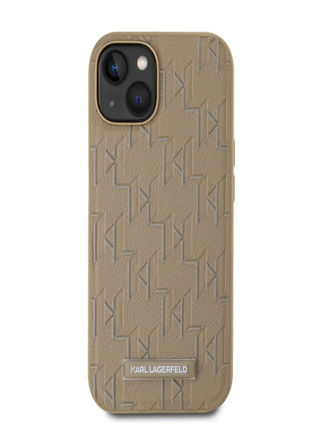 Karl Lagerfeld PU bőr monogramos fém logós Magsafe hátlap iPhone 14 bézs Karl Lagerfeld Karl Lagerfeld bézs színű iPhone 14 Max Max Maxhoz