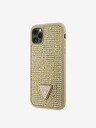 Guess Rhinestones Triangle Metal Logo Kryt pro iPhone 11 Pro Gold Telefontok