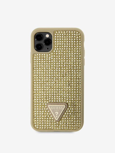 Guess Guess strasszos háromszög fém logós borító iPhone 11 Pro aranyhoz