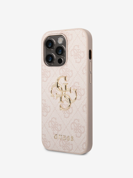 Guess Guess PU 4G fém logós hátlap iPhone 15 Pro Max rózsaszínű iPhone 15 Pro Max készülékhez