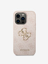 Guess PU 4G Metal Logo Zadní Kryt pro iPhone 15 Pro Max Pink Telefontok