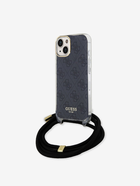 Guess IML 4G Printed Crossbody Popruh Zadní Kryt pro iPhone 15 Black Telefontok