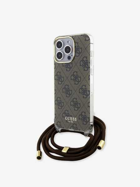 Guess IML 4G Printed Crossbody Popruh Zadní Kryt pro iPhone 15 Pro Brown Telefontok