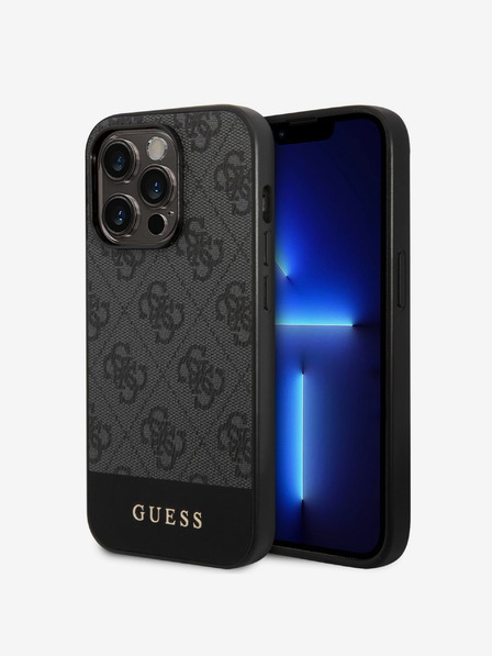 Guess PU 4G Stripe Zadní Kryt pro iPhone 14 Pro Grey Telefontok