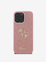 Guess PU Fixed Glitter 4G Metal Logo Zadní Kryt pro iPhone 16 Pro Pink Telefontok