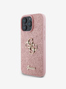 Guess PU Fixed Glitter 4G Metal Logo Zadní Kryt pro iPhone 16 Pro Pink Telefontok