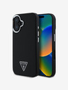 Guess PU Grained Triangle Logo Zadní Kryt pro iPhone 16 Black Telefontok