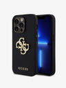 Guess PU Perforated 4G Glitter Metal Logo Zadní Kryt pro iPhone 15 Pro Black Telefontok