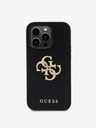 Guess PU Perforated 4G Glitter Metal Logo Zadní Kryt pro iPhone 15 Pro Black Telefontok