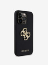 Guess PU Perforated 4G Glitter Metal Logo Zadní Kryt pro iPhone 15 Pro Black Telefontok