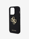 Guess PU Perforated 4G Glitter Metal Logo Zadní Kryt pro iPhone 15 Pro Black Telefontok