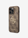 Guess PU 4G Metal Logo Zadní Kryt pro iPhone 15 Pro Brown Telefontok