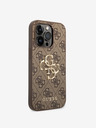 Guess PU 4G Metal Logo Zadní Kryt pro iPhone 15 Pro Brown Telefontok