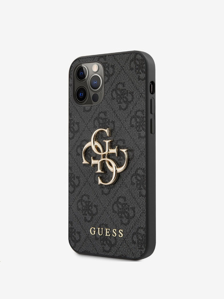 Guess PU 4G Metal Logo Zadní Kryt pro iPhone 12 Pro Max Grey Telefontok