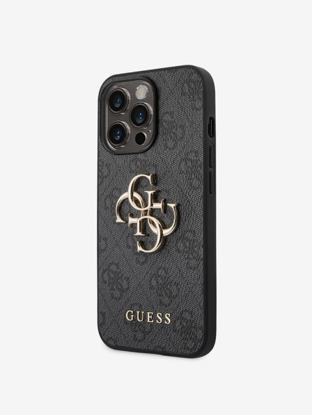 Guess PU 4G Metal Logo Zadní Kryt pro iPhone 14 Pro Grey Telefontok