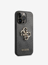 Guess PU 4G Metal Logo Zadní Kryt pro iPhone 14 Pro Grey Telefontok