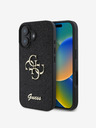 Guess PU Fixed Glitter 4G Metal Logo Zadní Kryt pro iPhone 16 Black Telefontok