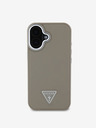 Guess PU Grained Triangle Logo Zadní Kryt pro iPhone 16 Brown Telefontok