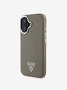 Guess PU Grained Triangle Logo Zadní Kryt pro iPhone 16 Brown Telefontok