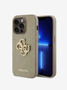 Guess PU Perforated 4G Glitter Metal Logo Zadní Kryt pro iPhone 15 Pro Gold Telefontok