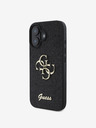 Guess PU Fixed Glitter 4G Metal Logo Zadní Kryt pro iPhone 16 Plus Black Telefontok