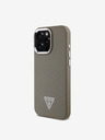 Guess PU Grained Triangle Logo Zadní Kryt pro iPhone 16 Pro Brown Telefontok