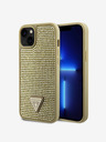 Guess Rhinestones Triangle Metal Logo Kryt pro iPhone 15 Gold Telefontok