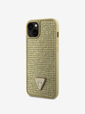 Guess Rhinestones Triangle Metal Logo Kryt pro iPhone 15 Gold Telefontok