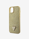 Guess Rhinestones Triangle Metal Logo Kryt pro iPhone 15 Gold Telefontok