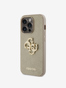 Guess PU Perforated 4G Glitter Metal Logo Zadní Kryt pro iPhone 15 Pro Max Gold Telefontok