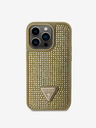 Guess Rhinestones Triangle Metal Logo Kryt pro iPhone 15 Pro Gold Telefontok