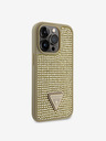 Guess Rhinestones Triangle Metal Logo Kryt pro iPhone 15 Pro Gold Telefontok