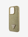 Guess Rhinestones Triangle Metal Logo Kryt pro iPhone 15 Pro Gold Telefontok