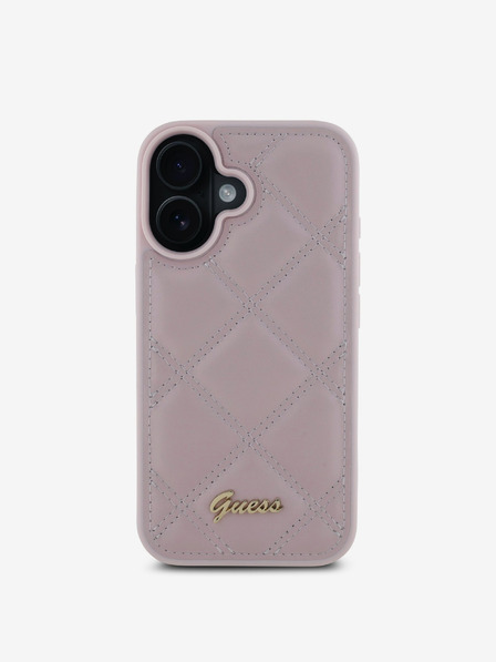 Guess Guess PU-bőr steppelt hátlapi borító iPhone 16 rózsaszínhez