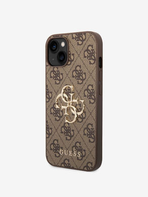 Guess PU 4G Metal Logo Zadní Kryt pro iPhone 14 Brown Telefontok