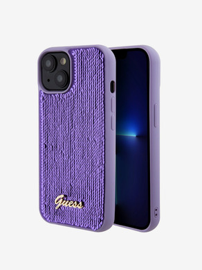 Guess Sequin Script Logo Zadní Kryt pro iPhone 15 Plus Purple Telefontok