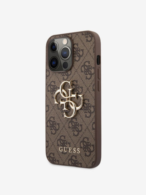 Guess PU 4G Metal Logo Zadní Kryt pro iPhone 13 Pro Brown Telefontok