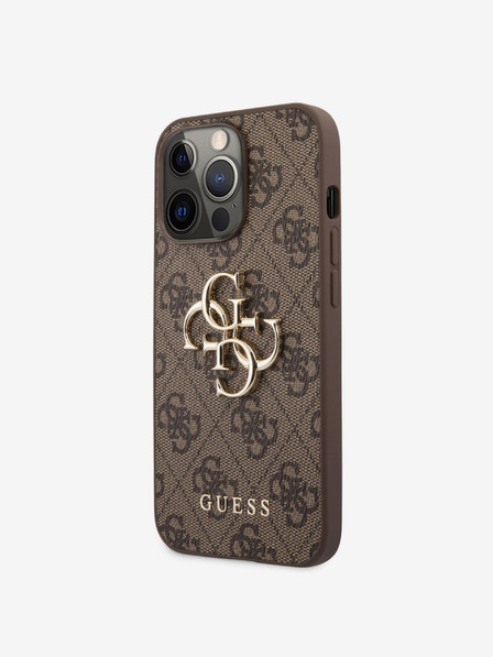 Guess PU 4G Metal Logo Zadní Kryt pro iPhone 13 Pro Brown Telefontok