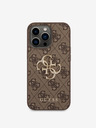 Guess PU 4G Metal Logo Zadní Kryt pro iPhone 14 Pro Brown Telefontok