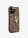 Guess PU 4G Metal Logo Zadní Kryt pro iPhone 14 Pro Brown Telefontok