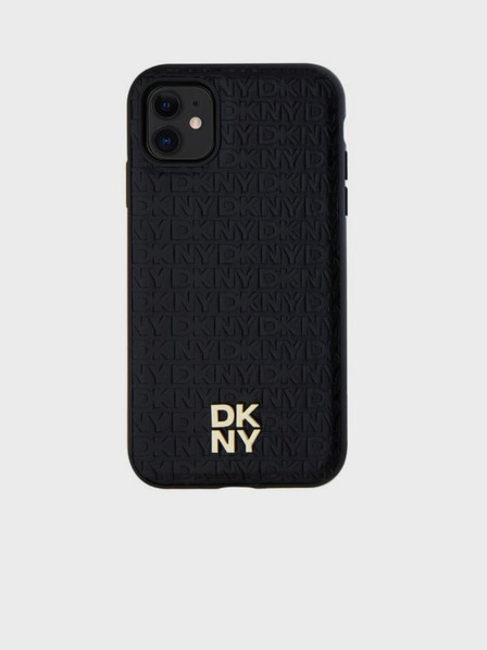 DKNY PU bőr Repeat Pattern Stack Logo Magsafe hátlap iPhone 11 fekete DKNY DKNY fekete iPhone 11-hez