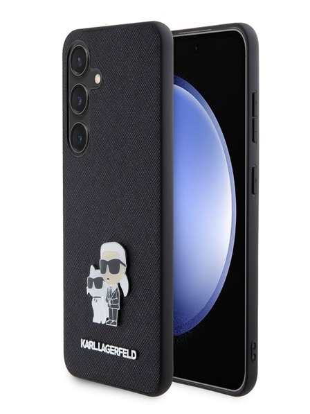 Karl Lagerfeld PU Saffiano fém Karl és Choupette hátlap Samsung Galaxy S24 Fekete Karl Lagerfeld fekete