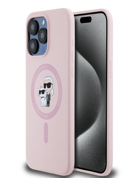 Karl Lagerfeld Folyékony szilikon Karl and Choupette Magsafe hátlap iPhone 14 Pro Max készülékhez Rózsaszín Karl Lagerfeld